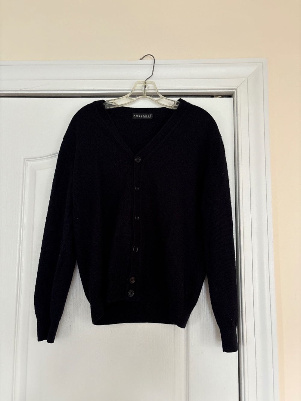 Arslanli Navy Blue Knit V-Neck Button Up Premium Cardigan Sweater - Size Large